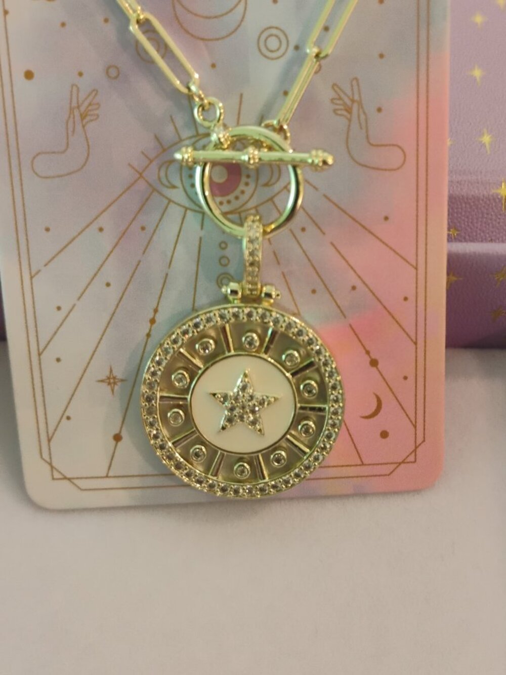 Melinda Maria 18k gold plated star pendant with chain, NWT
